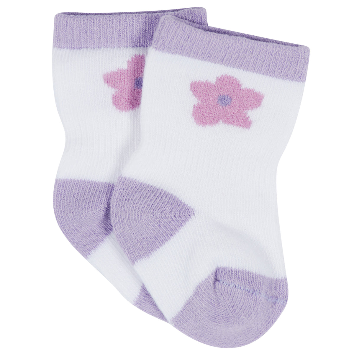 12-Pack Baby & Toddler Girls Rainbow Floral Jersey Crew Wiggle Proof Socks, view 2