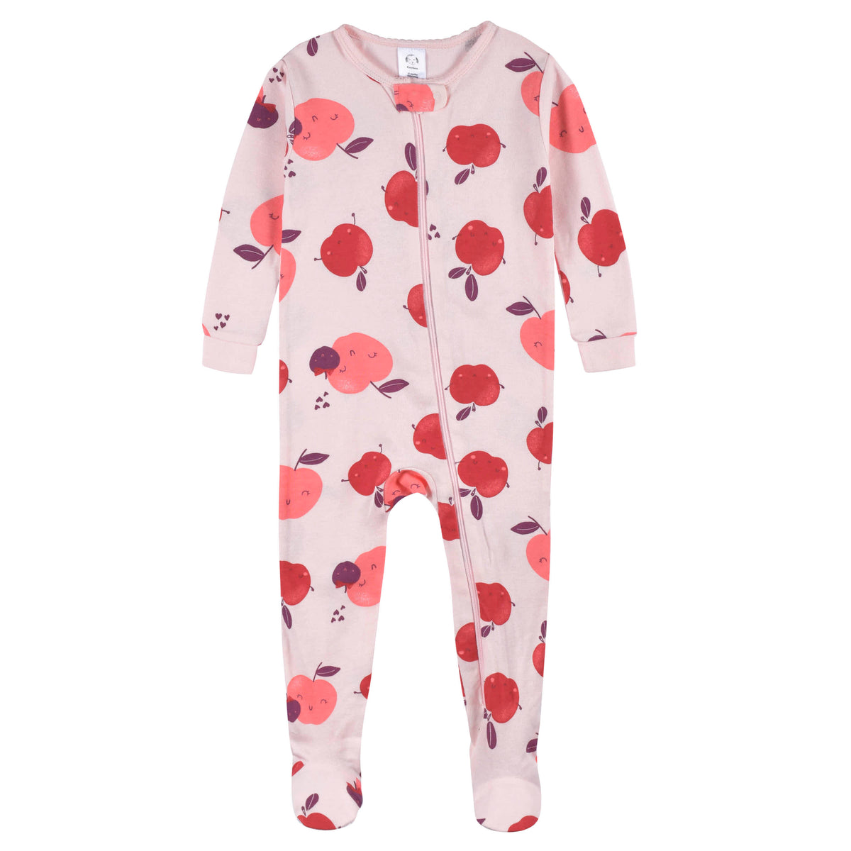 2-Pack Baby & Toddler Girls Apple Bouquets Snug Fit Footed Cotton Pajamas, view 4