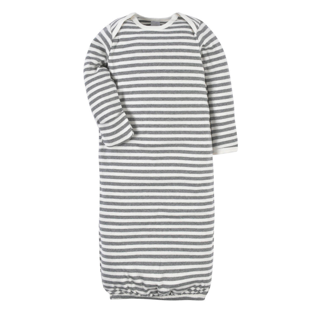 2-Piece Baby Neutral Stripe Gown & Cap Set, view 2