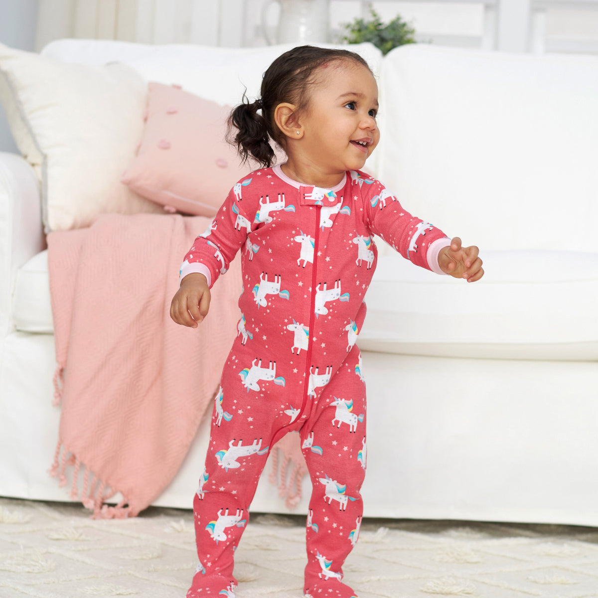 2-Pack Girls Unicorn Snug Fit Unionsuit Pajamas, view 4