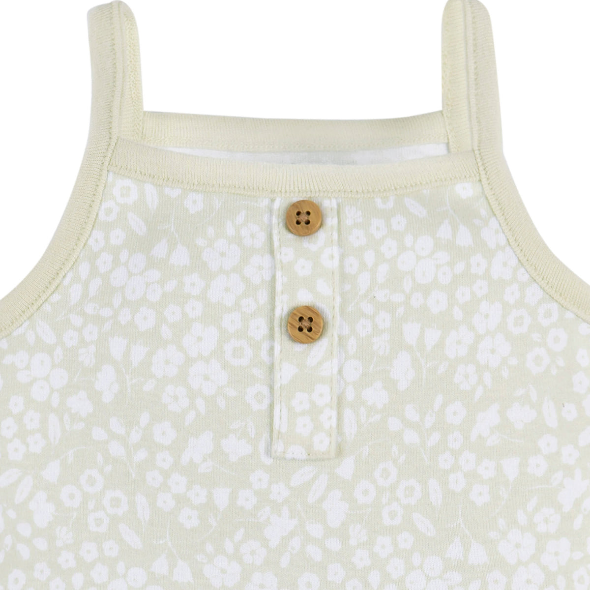 4-Pack Baby Girls Green Foral Sleeveless Onesies Bodysuits, view 3