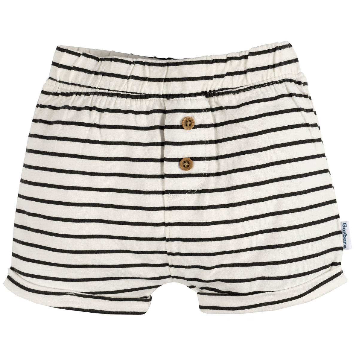3-Pack Baby Neutral Green/Lt Grey Heather/Stripe Knit Short, view 2