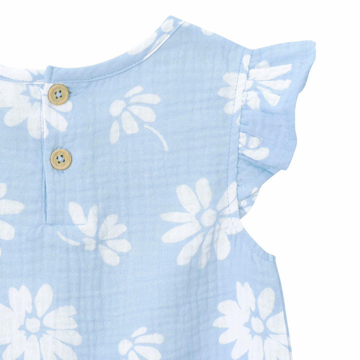 Infant & Toddler Girls Blue Floral Gauze Flutter Sleeve Top, view 2