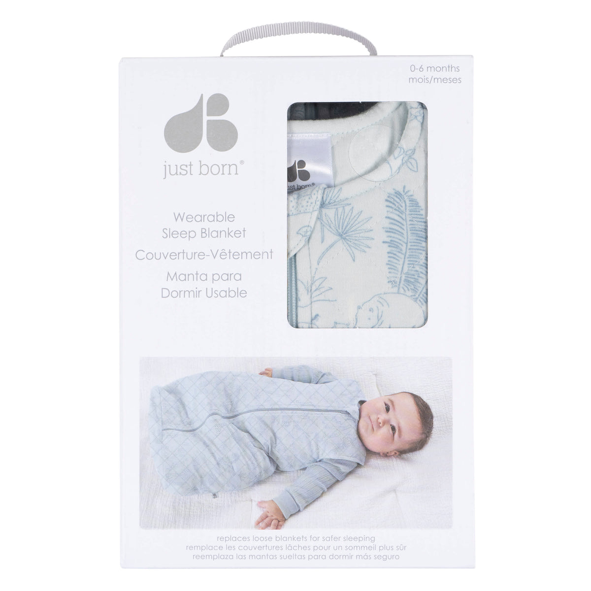 Baby Boys Blue Jungle Wearable Blanket, view 4