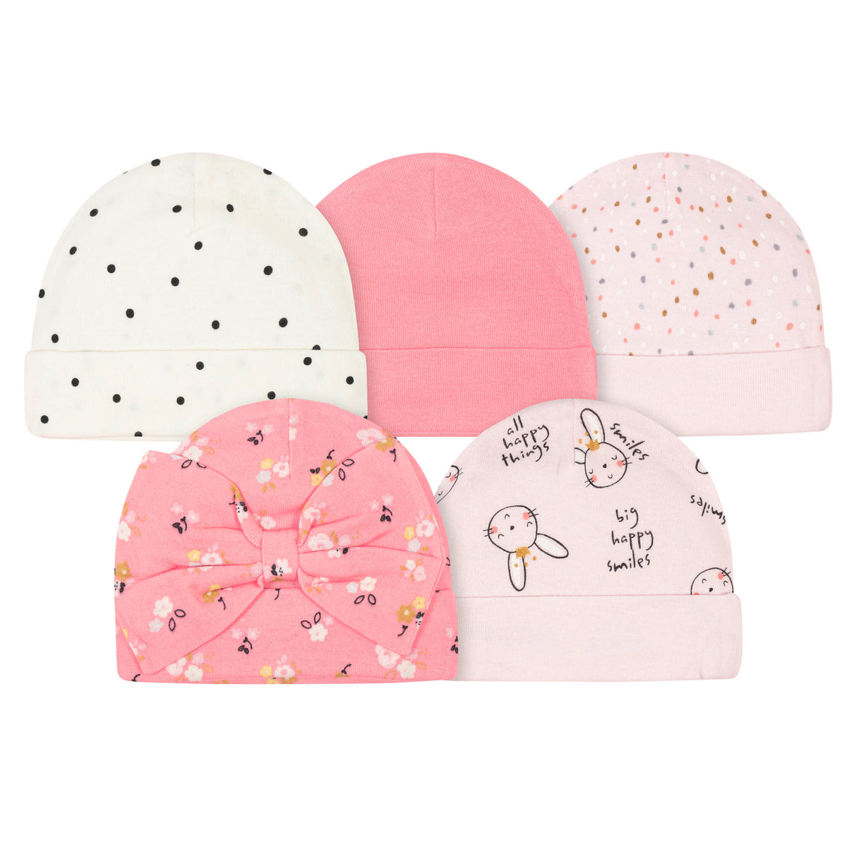 5-Pack Baby Girls Ballerina Caps