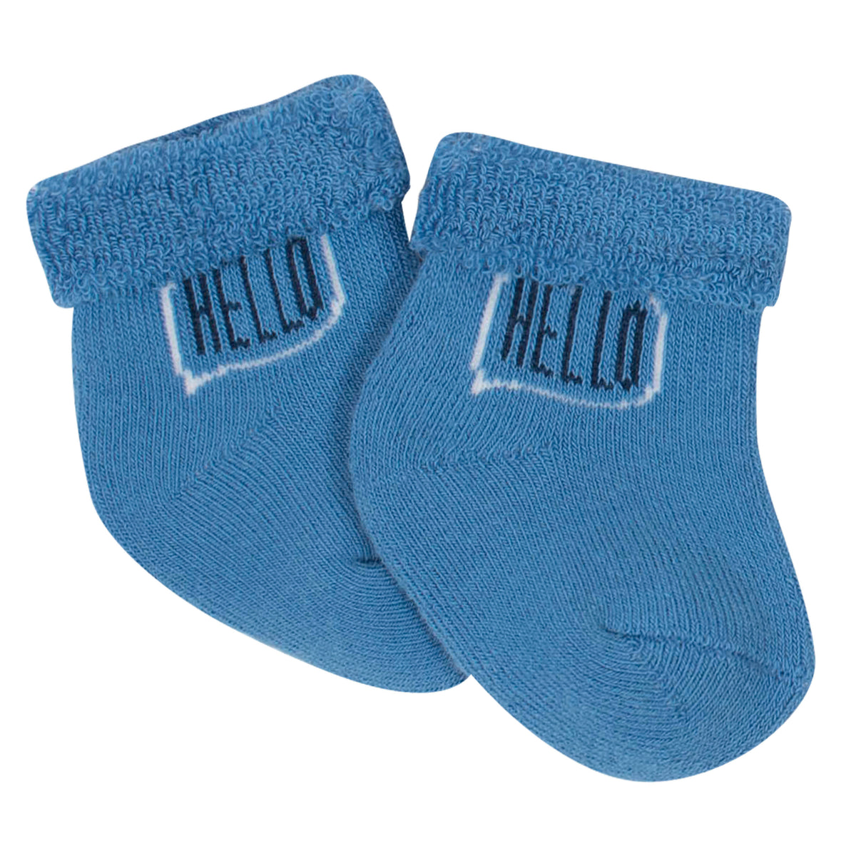 6-Pack Baby Boys "Hello" Wiggle Proof Terry Crew Socks, view 2