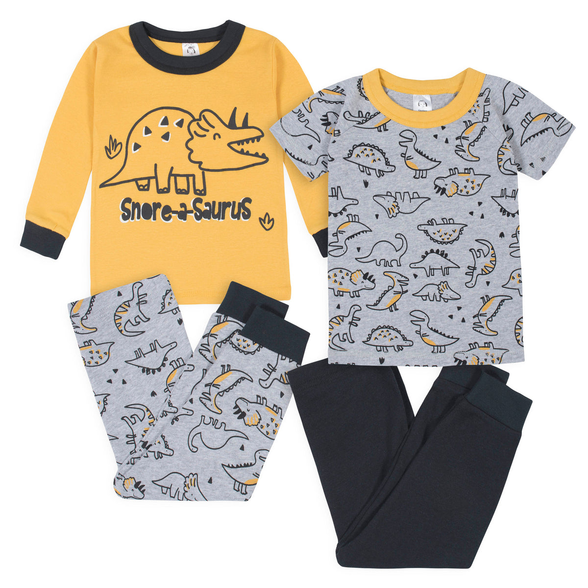 4-Piece Boys Dino Snug Fit Cotton Pajamas