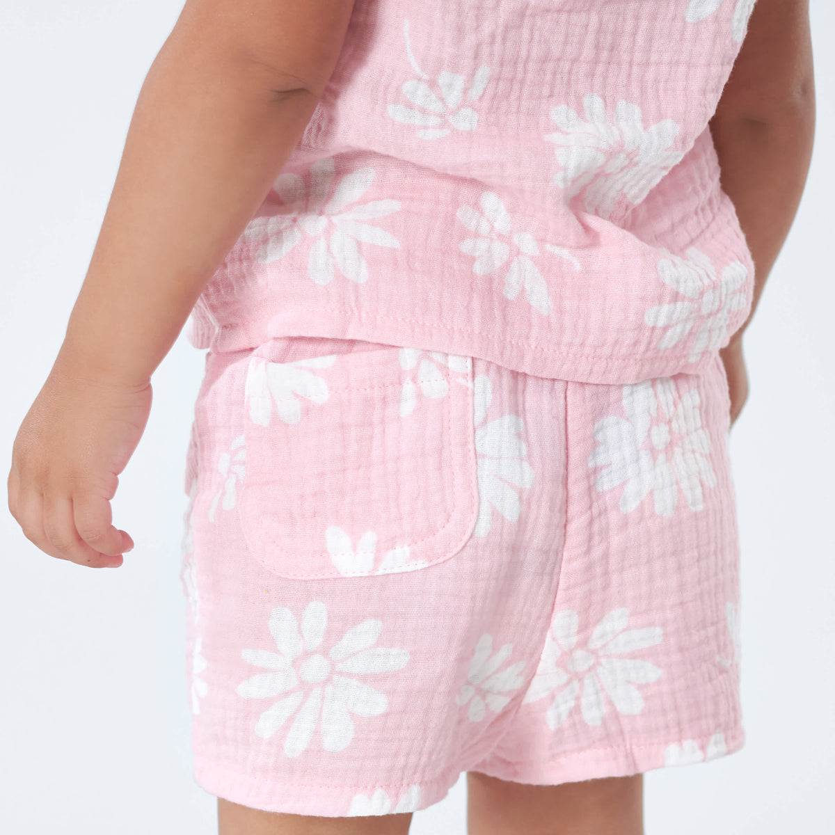 Infant & Toddler Pink Floral Gauze Shorts, view 5