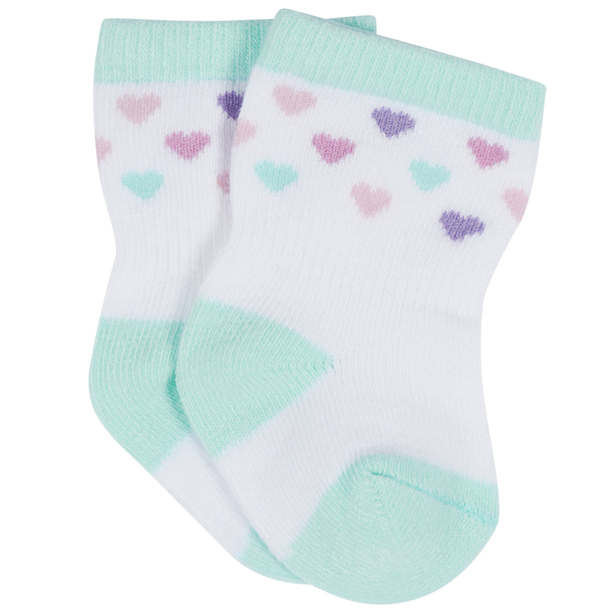 12-Pack Baby & Toddler Girls Rainbow Floral Jersey Crew Wiggle Proof Socks, view 4