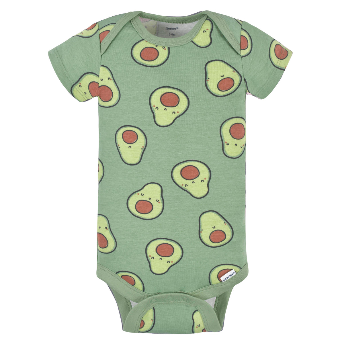 3-Pack Baby Neutral Avocado Short Sleeve Onesies Bodysuits, view 5