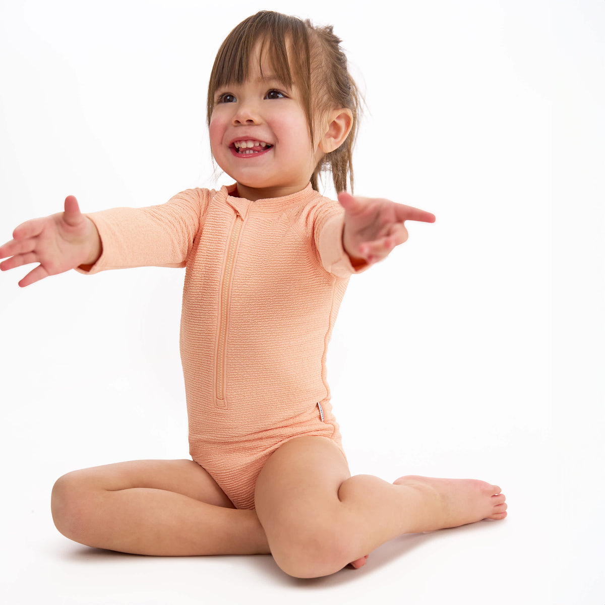 Toddler Girls Peach Rashguard, view 5
