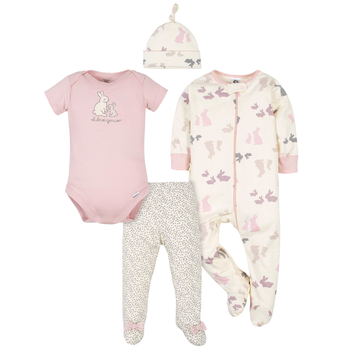 4-Piece Organic Sleep 'N Play, Onesie, Footed Pant, and Cap