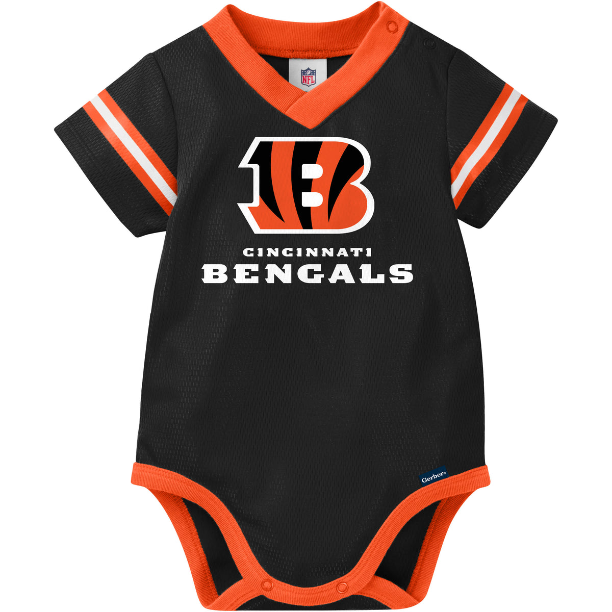 Baby Boys Bengals Short Sleeve Jersey Bodysuit, view 2