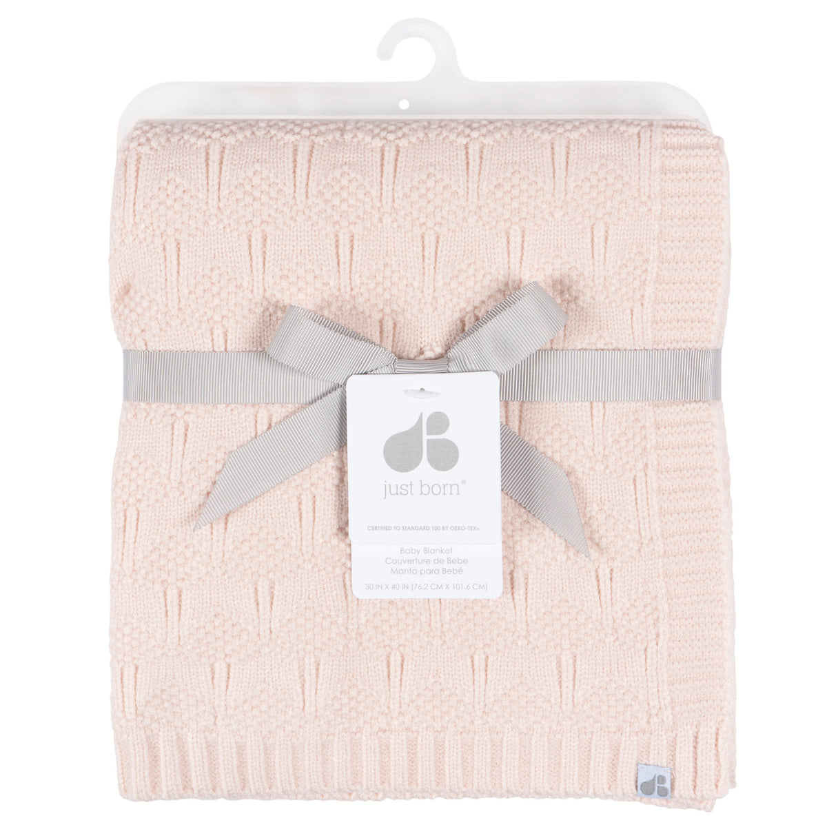 Baby Girls Pink Sweater Knit Blanket, view 3
