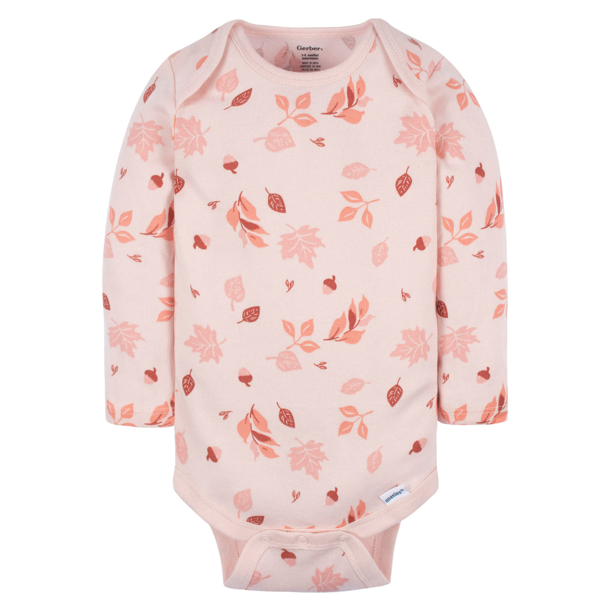 6-Pack Baby Girls Leaves Long Sleeve Onesies Bodysuits, view 6
