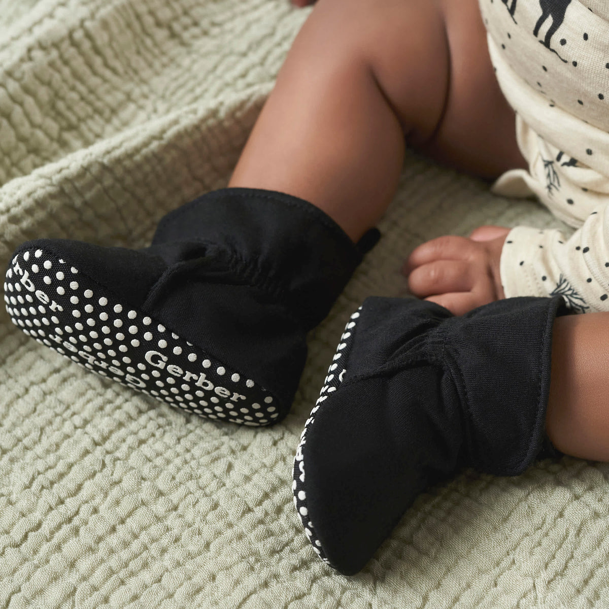 Baby Neutral Black Soft Booties, view 2