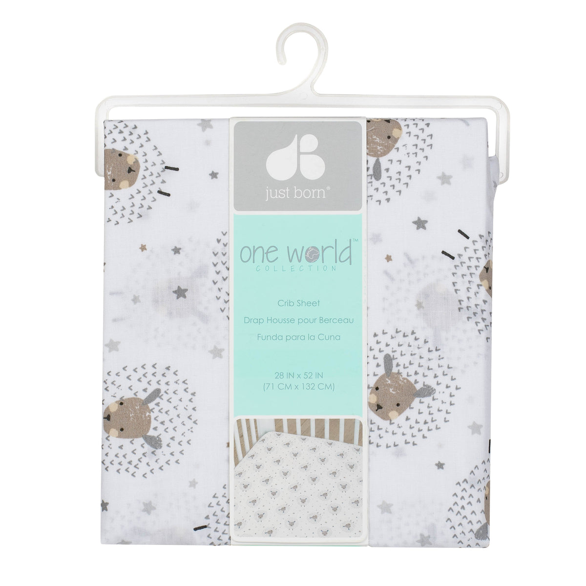 Baby Neutral Counting Sheep Fitted Crib Sheet, view 2