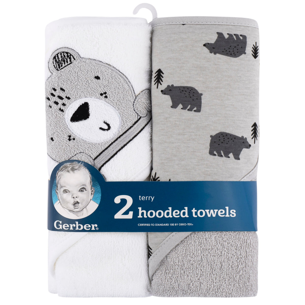 2-Pack Baby Boys Bear Hooded Towel, view 2