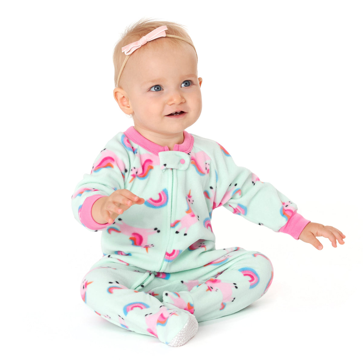 Baby Girls Unicorn Fleece Pajamas, view 3