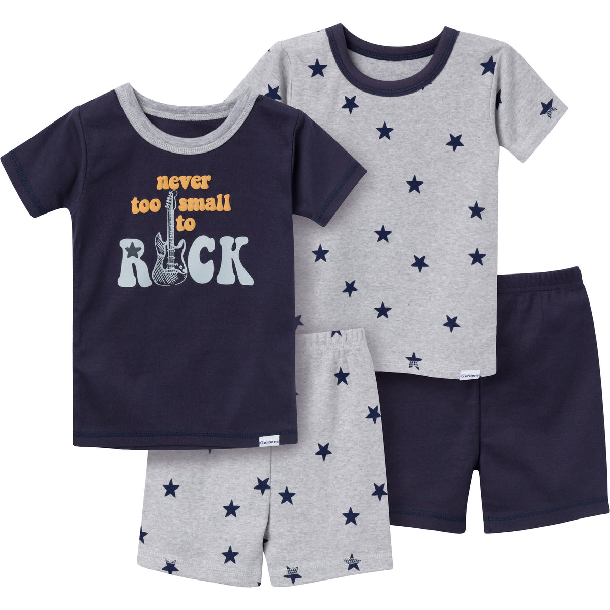 4-Piece Infant & Toddler Boys Music Shorts Pajamas Set