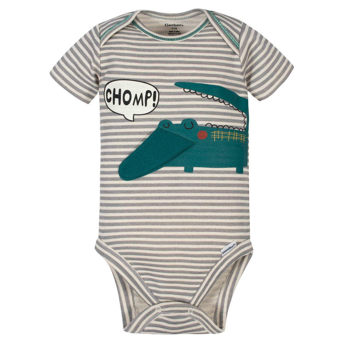 3-Piece Baby Boys Alligator Bodysuit, Pant, and Cap Set, view 2