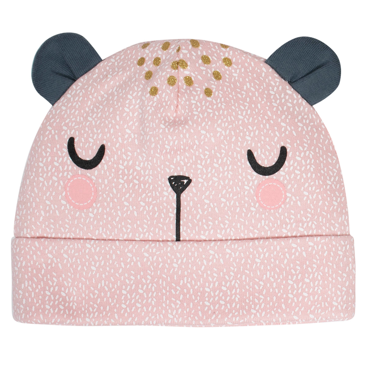 2-Pack Baby Girls Bear Caps, view 2