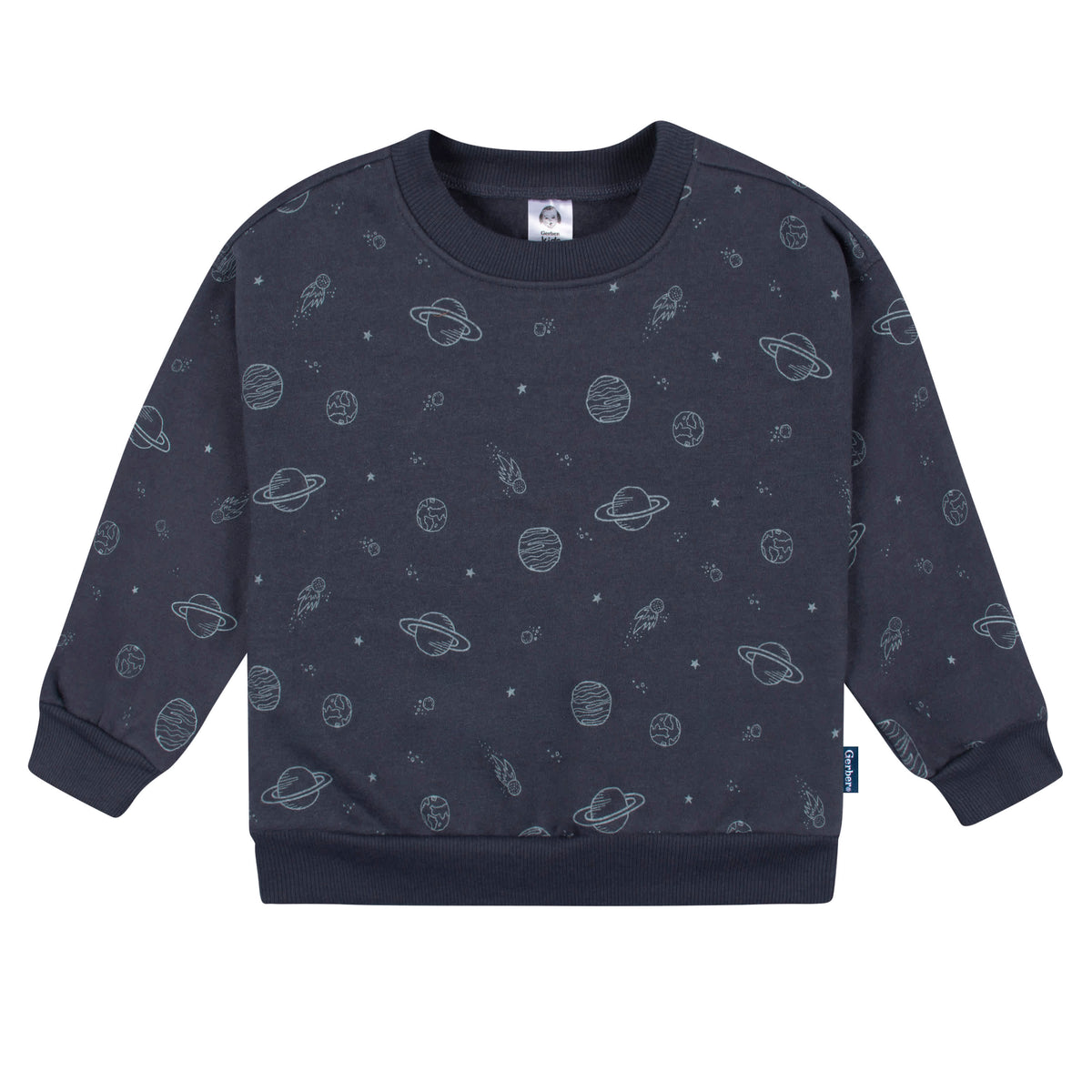 2-Piece Infant and Toddler Boys Navy Space Sweatshirt & Pant Set, view 4