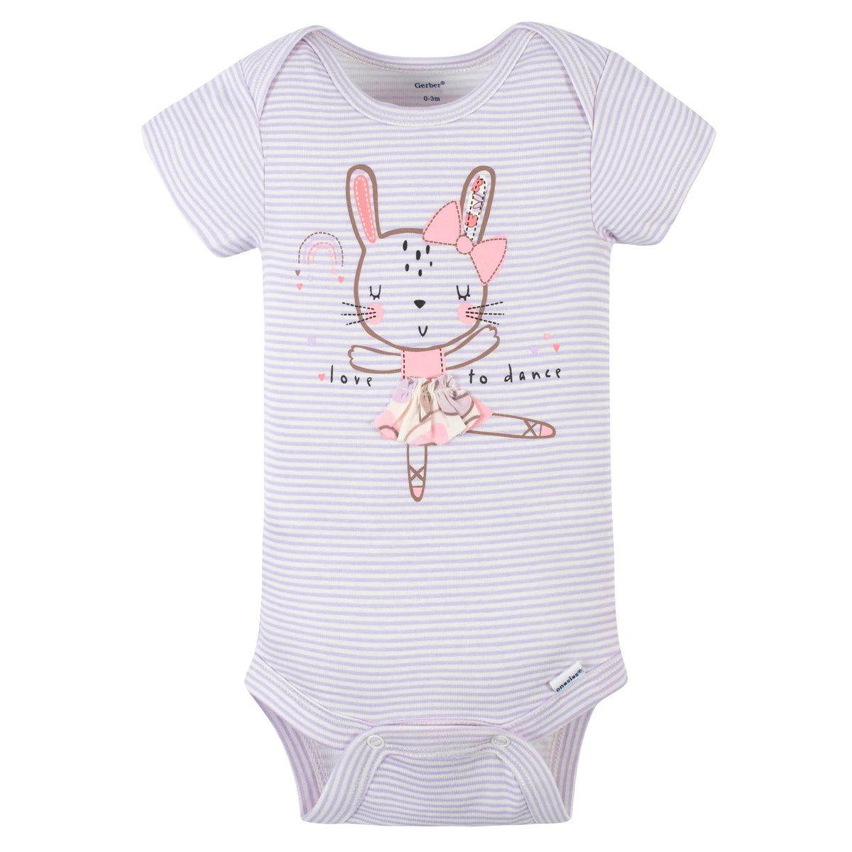 4-Pack Baby Girls Bunny Ballerina Short Sleeve Onesies Brand Bodysuits, view 2