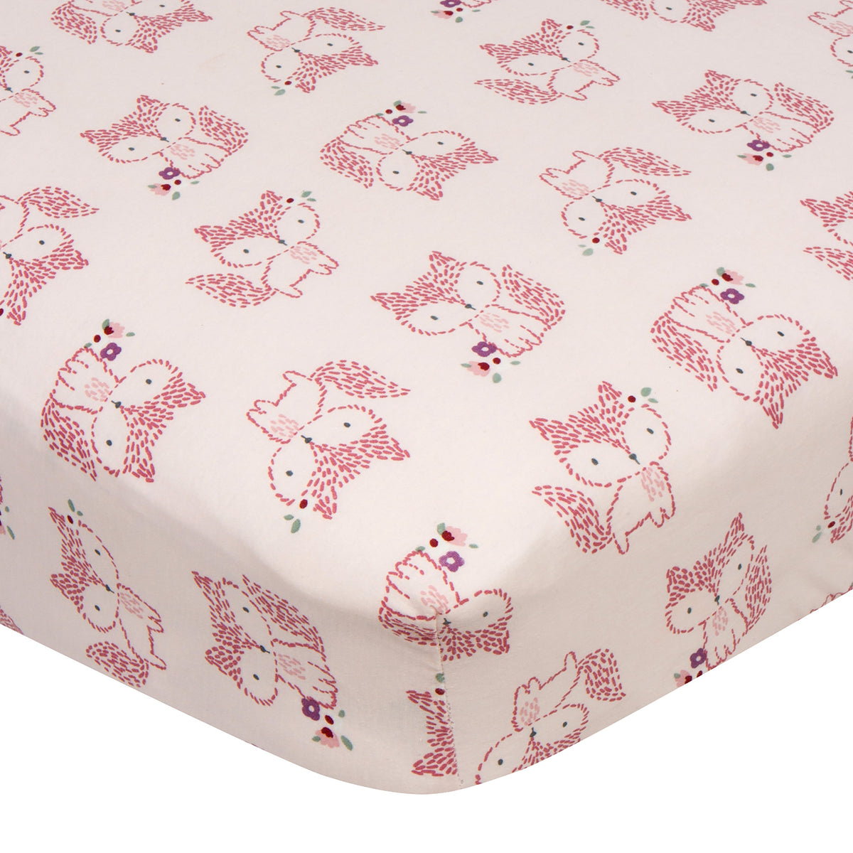 Baby Girls Foxes Fitted Crib Sheet