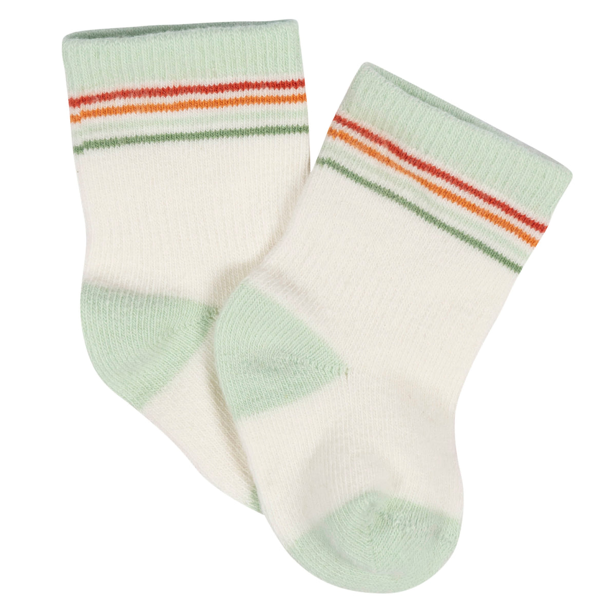 8-Pack Baby Neutral Happy Veggies Jersey Wiggle Proof Socks, view 7