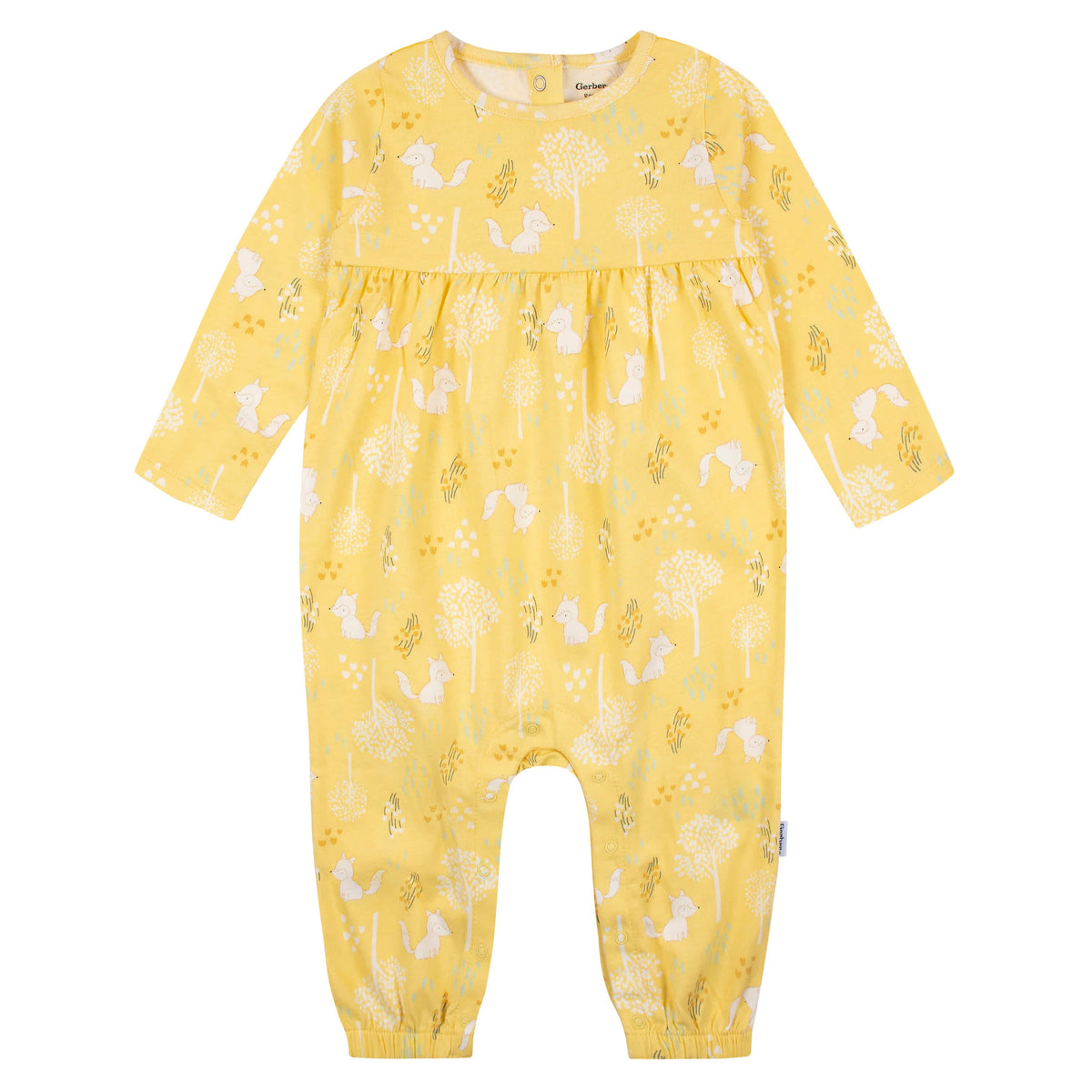 2-Pack Baby Girls Green Fox Rompers, view 4