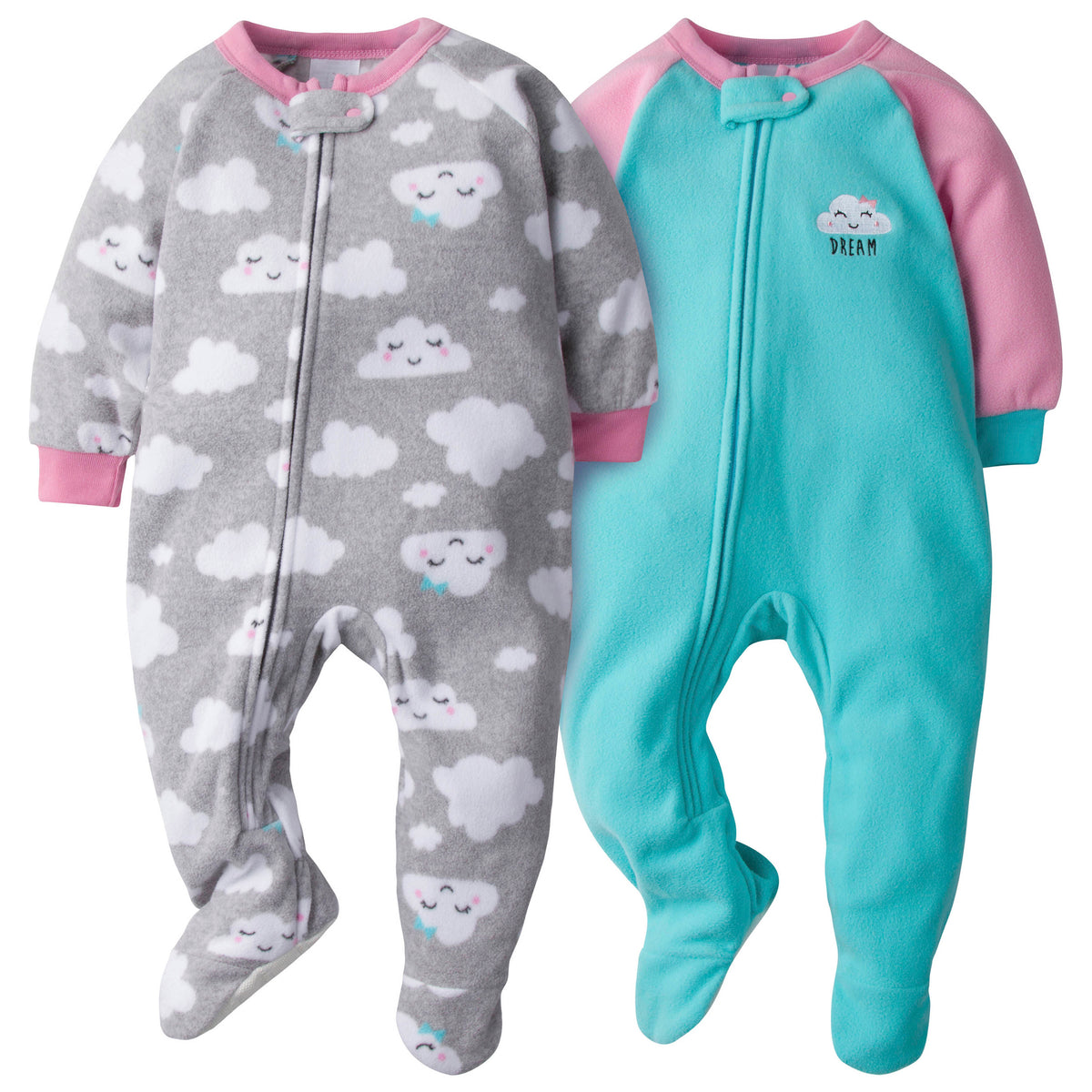 2-Pack Baby Girls Clouds Blanket Sleepers