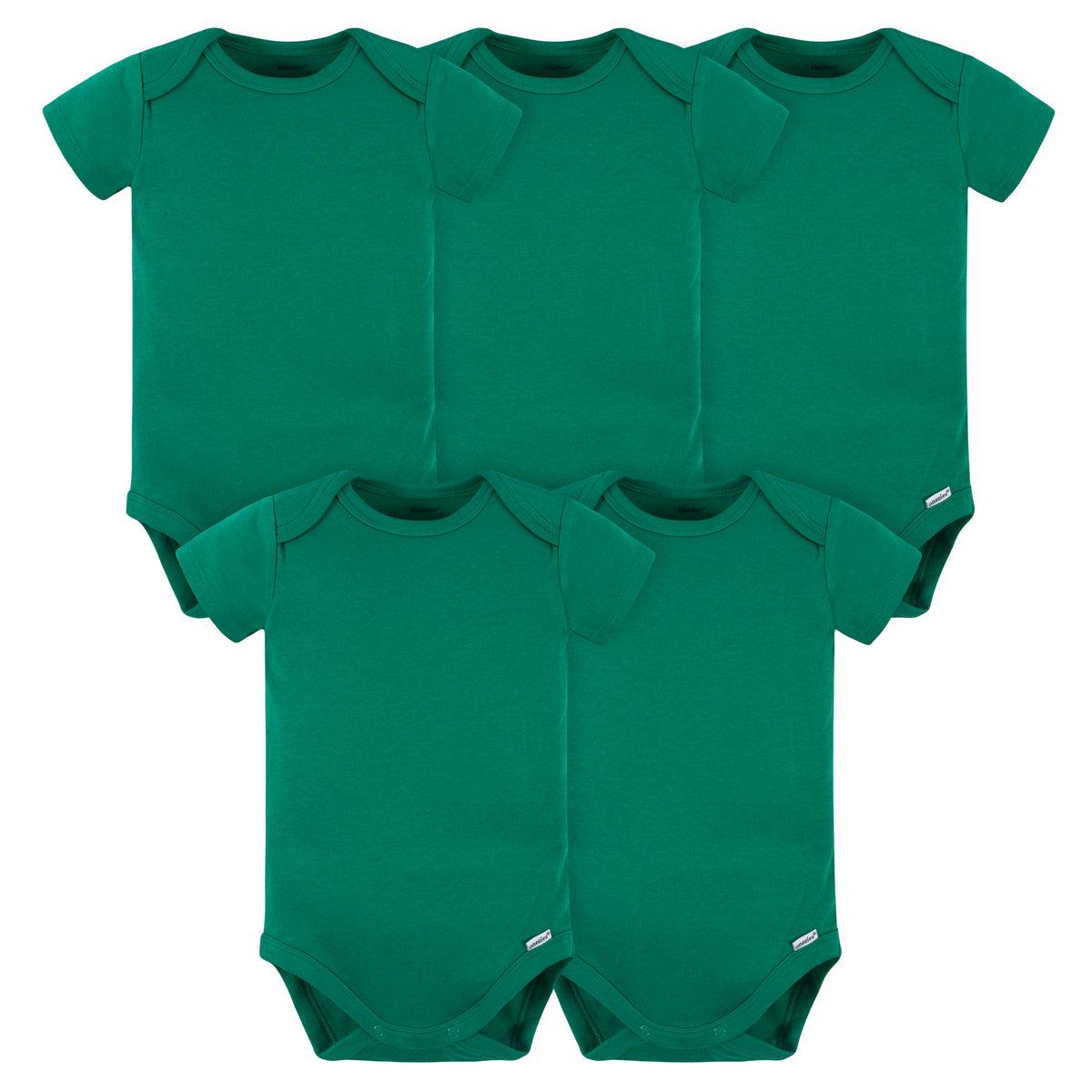 5-Pack Kelly Green Premium Short Sleeve Onesies Bodysuits, view 2