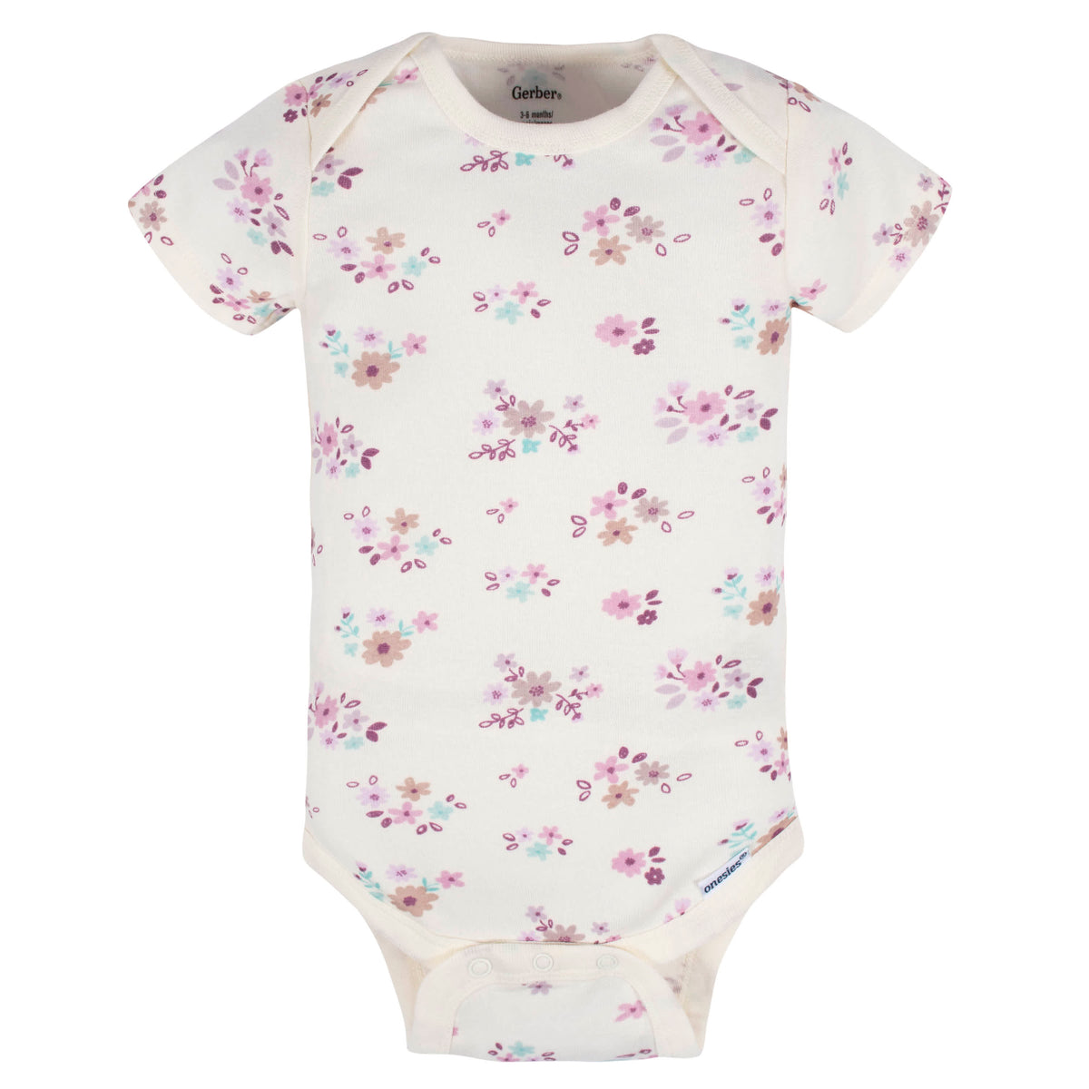 5-Pack Baby Girls Lavender Garden Onesies Bodysuits, view 5