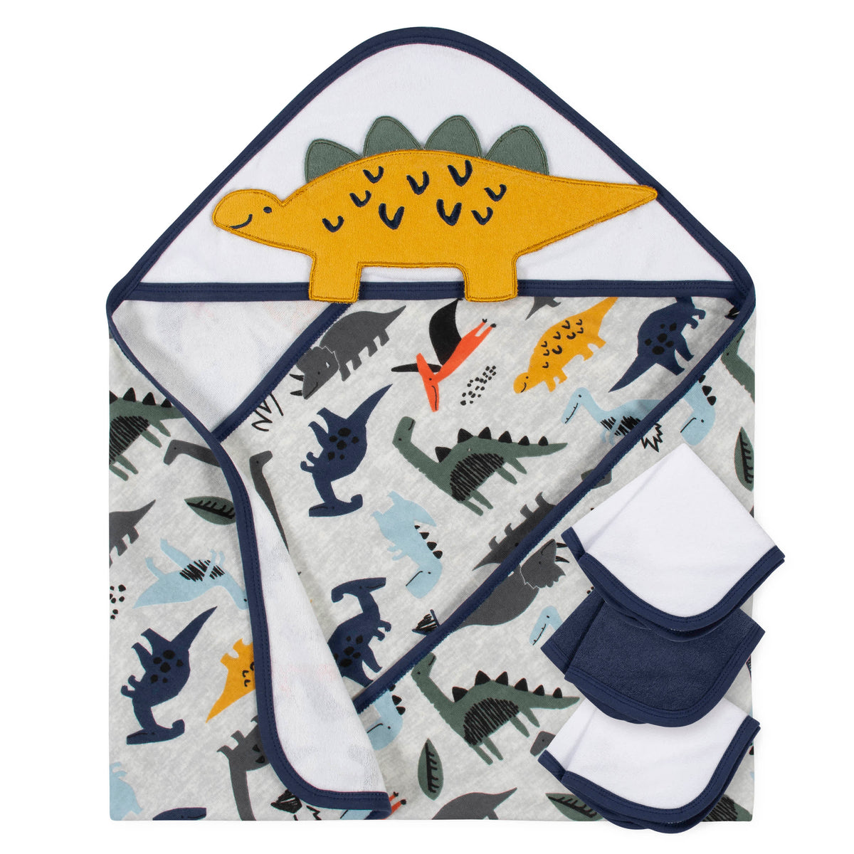 4-Piece Baby Boys Dino Hooded Towel & Washcloths Set