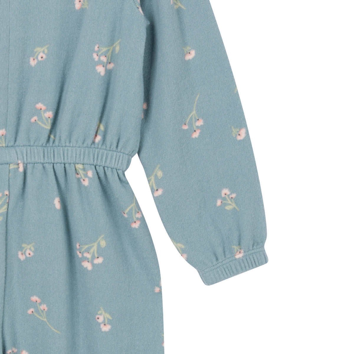 Toddler Girls Blue Floral Hacci Jumpsuit, view 4