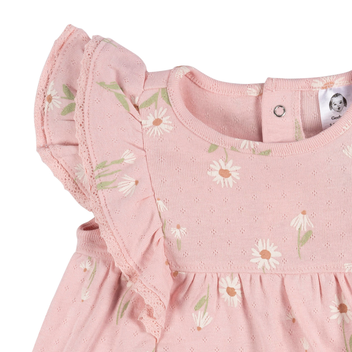 2-Piece Baby Girls Daisies Dress & Diaper Cover, view 4