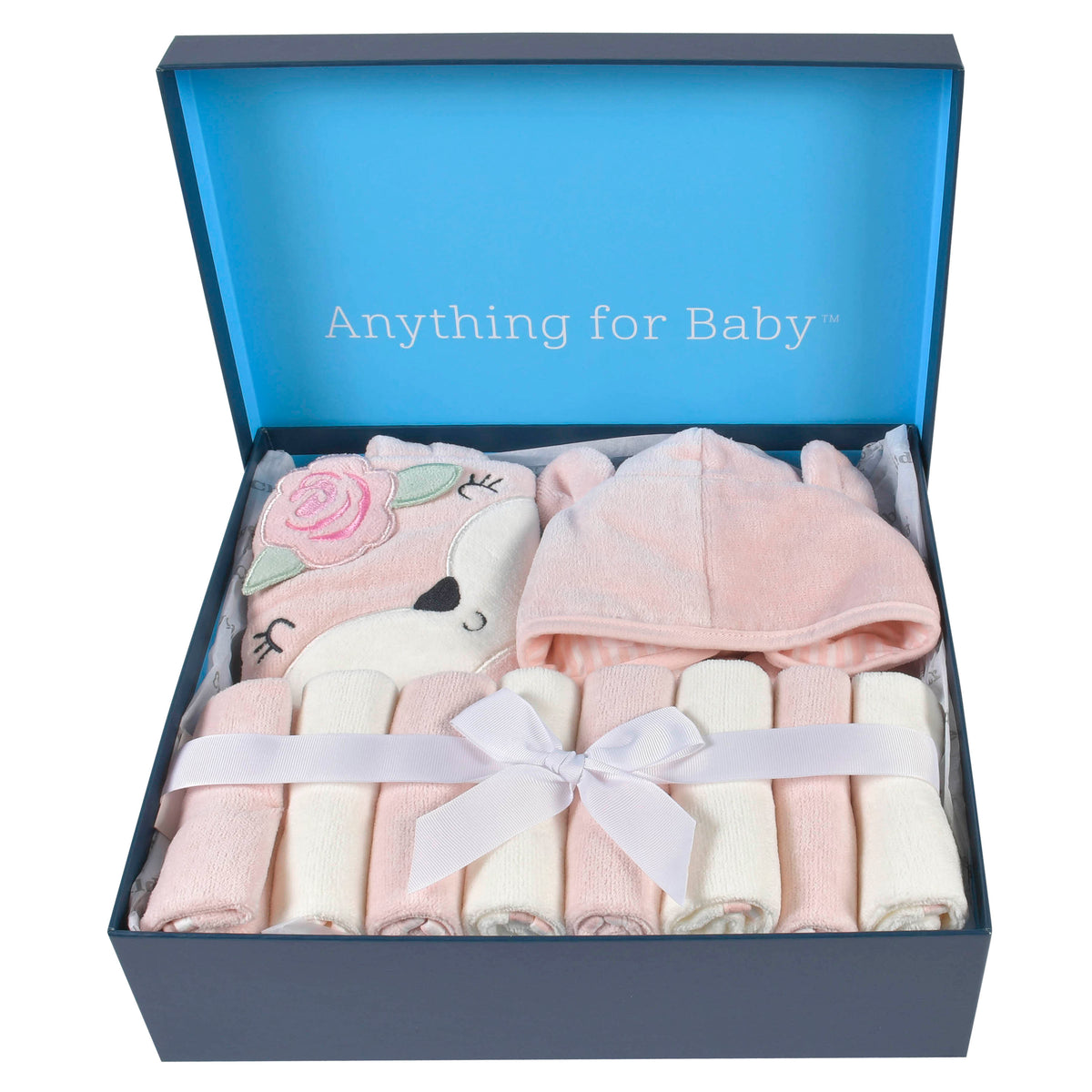10-Piece Baby Girls Fox Hooded Towel, Robe, & Washcloths Set, view 2