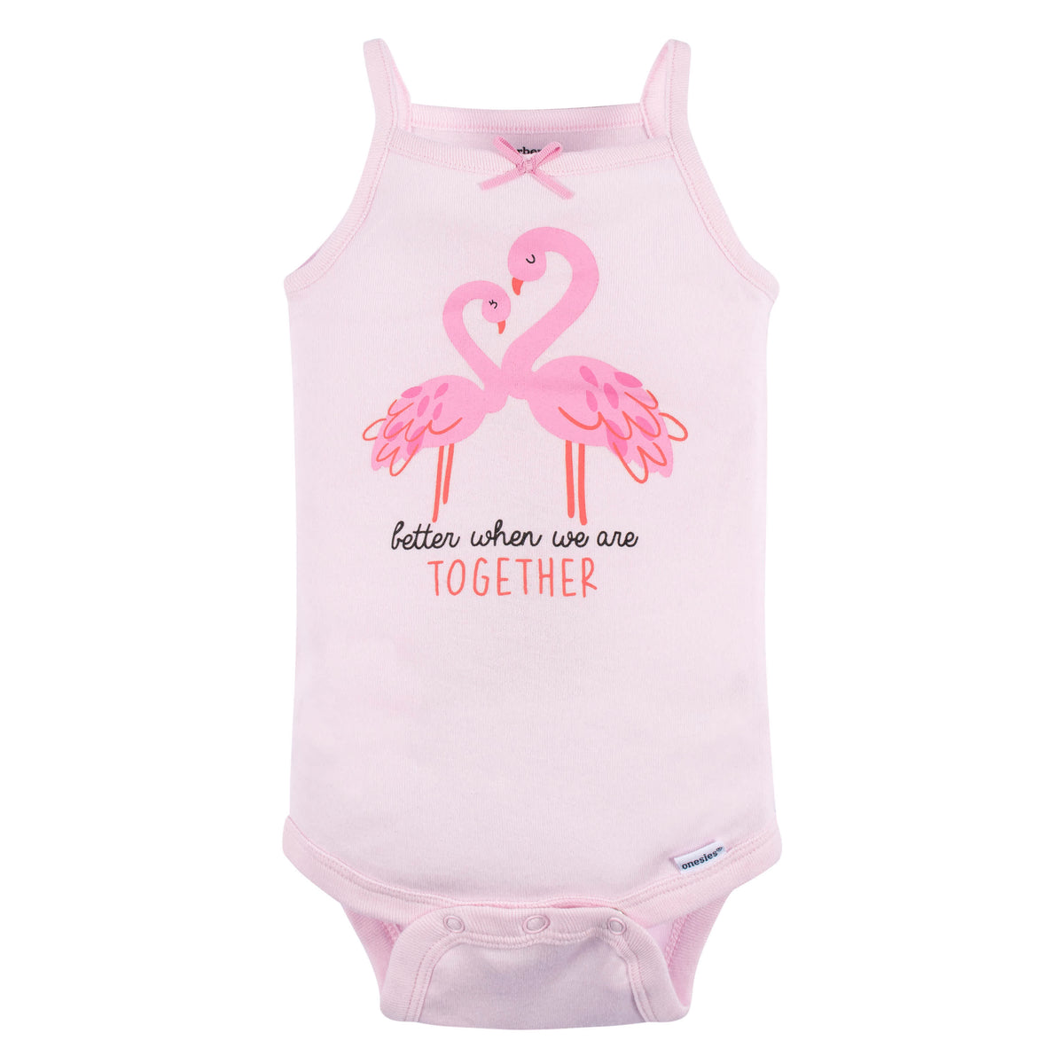 4-Pack Baby Girls Flamingo Fun Sleeveless Onesies Bodysuits, view 3